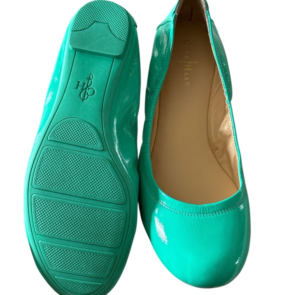 Cole Haan patent leather teal blue ballerina shoes size 7.5 - Picture 7 of 10